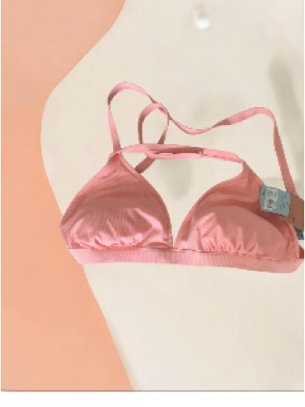 NWT-Shade-Shore-Pink-Ribbed-Triangle-Bikini-Top